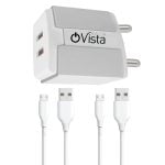 Ovista 5V/3.1 Amp Dual Port Usb Smart Charger Fast Charging Power Adaptor With Cable - Image 2