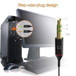 Gold Plated 3.5mm 2 Male to 1 Female Headphone Earphone Mic Audio Y Splitter Adapter Cable for PC Laptop (20cm, Black) - Image 2