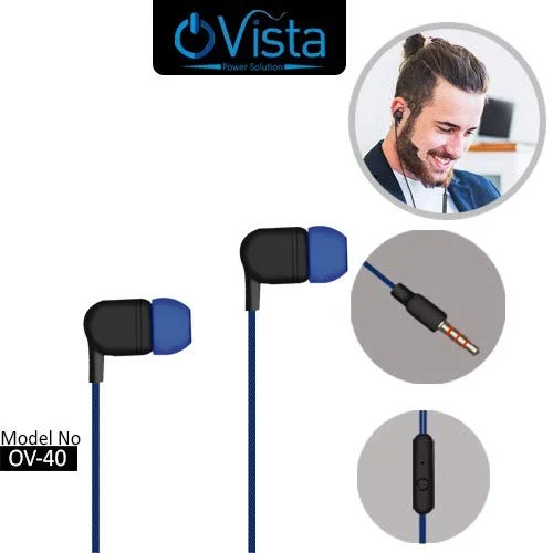 Ovista Universal Mobile Handsfree Headphones Wired Earphone With Mic (Blue, Black, White Ov-40) - Image 7