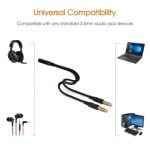 Gold Plated 3.5mm 2 Male to 1 Female Headphone Earphone Mic Audio Y Splitter Adapter Cable for PC Laptop (20cm, Black) - Image 4