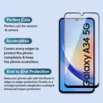 Excicore Tempered Glass Screen Protector for Samsung Galaxy A34 5G with Edge to Edge Protection - Image 2
