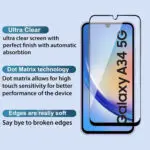 Excicore Tempered Glass Screen Protector for Samsung Galaxy A34 5G with Edge to Edge Protection - Image 3