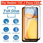 Durable Tempered Glass Screen Protector for Redmi 13C / 13C 5G / Poco C65 (Black) with Edge to Edge Coverage - Image 3