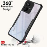 Excicore Transparent Shockproof Back Cover for Redmi 13C - Clear Case with Camera Protection (TPU + PC | Matte Black) - Image 3