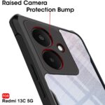 Excicore Transparent Shockproof Back Cover for Redmi 13C - Clear Case with Camera Protection (TPU + PC | Matte Black) - Image 4